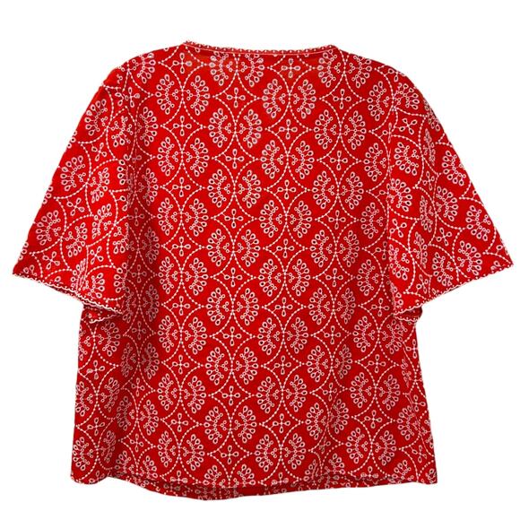 Sezane - Women's Antika Blouse, Embroidered - Coral Orange, Size 38 FR, 6 US - Picture 4 of 13